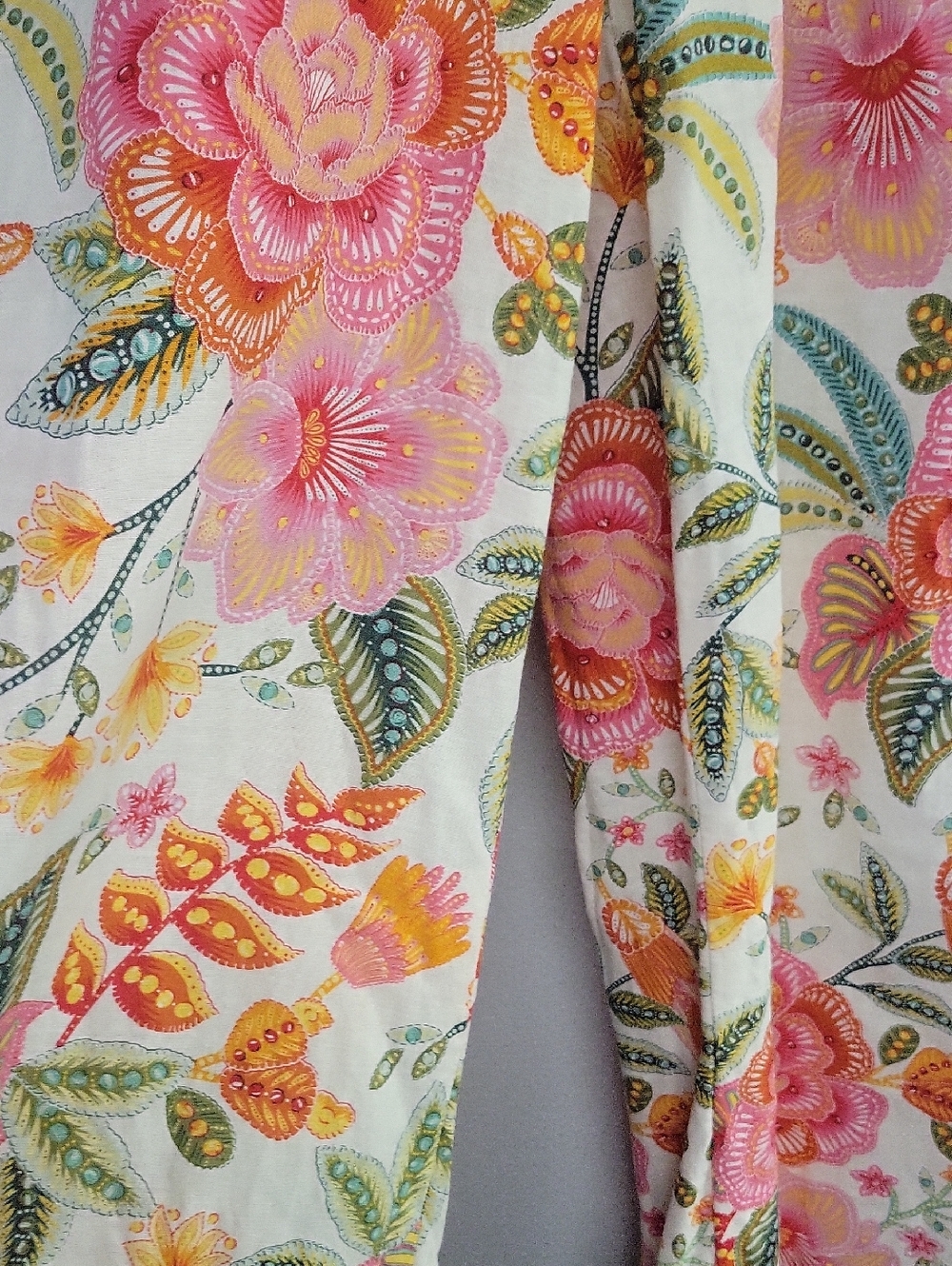 Rachel Zoe Floral Wide-legged Pants in Pink, Orange & Green on White - Picture 3 of 5